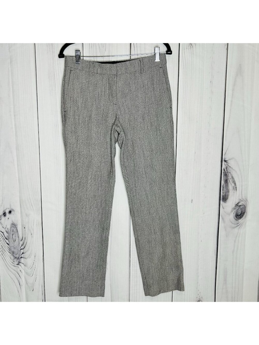Ann Taylor Tweed Dress Pants Gray Herringbone Sz 2P Petite (30x28)